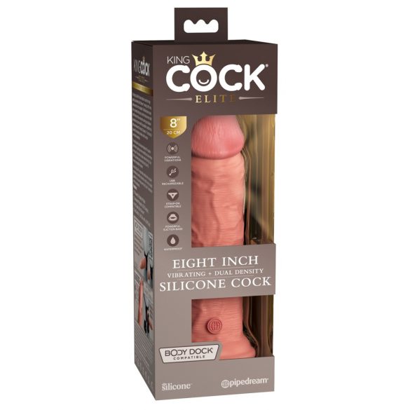 Kung Kuk Elit 8 - sugkopp, realistisk vibrator (20 cm) - natur