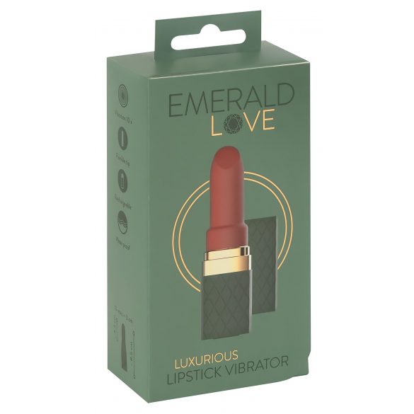 Emerald Love - uppladdningsbar, vattentät läppstiftsvibrator (grön-vinröd)