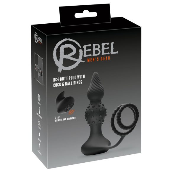 Rebel 2-i-1 - trådlös analvibrator med penisring (svart)