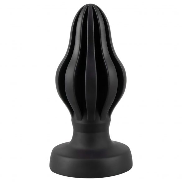 ANOS - supermjuk, ribbad analdildo - 5 cm (svart)