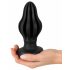 ANOS - supersoft, räfflad analdildo - 7 cm (svart)