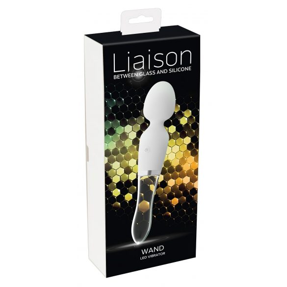 Liaison Wand - uppladdningsbar, silikon-glas LED vibrator (genomskinlig-vit)