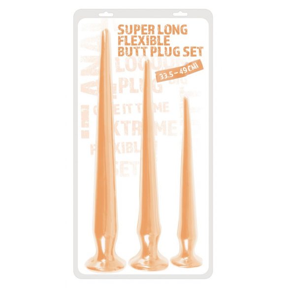 You2Toys - extra lång anal dildo set (3 delar) - naturlig