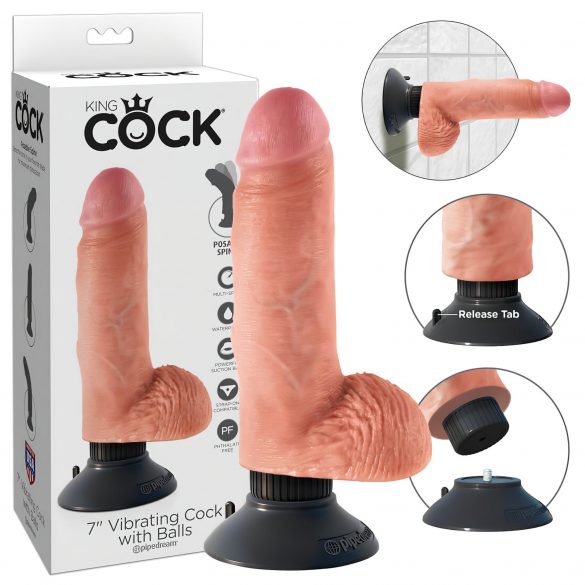 King Cock 18 cm böjbar dildo med sugfot - natur