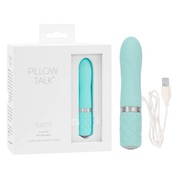 Pillow Talk Flirty - uppladdningsbar stavvibrator (turkos)