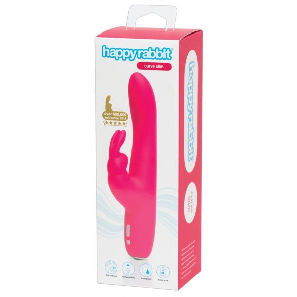 Happyrabbit Curve Slim - vattentät, uppladdningsbar rabbitvibrator (rosa)