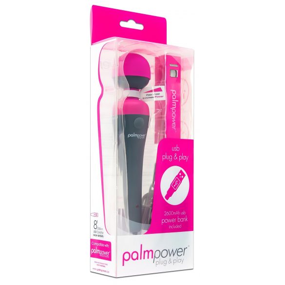 PalmPower Wand - massage vibrator med powerbank (rosa-grå)