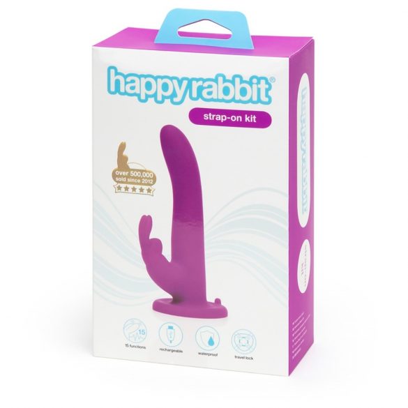 Happyrabbit Strap-On - kaninfäste vibrator (lila)