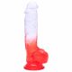 Sunfo - realistisk dildo med sugkopp - 21cm (genomskinlig röd)