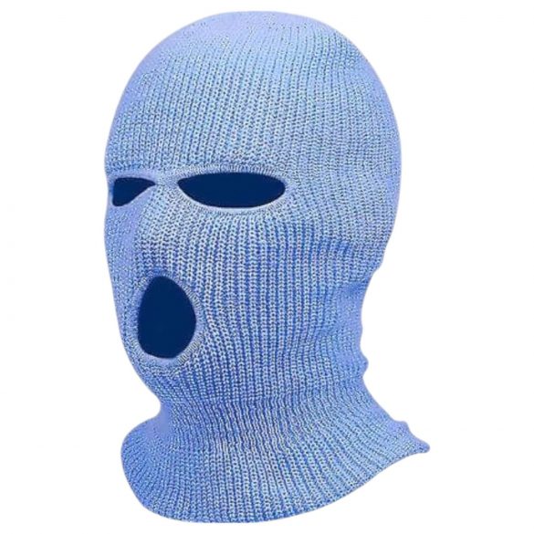 Balaklava - stickad mask med 3 öppningar (blå)