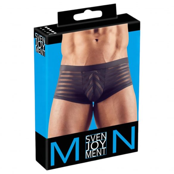 Genomskinliga randiga boxershorts (svarta) - M