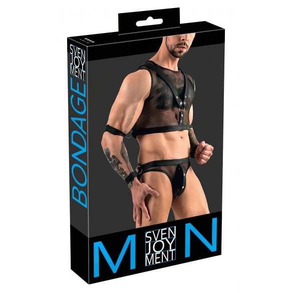 Svenjoyment Bondage - nätlinne och jock set (svart) - M