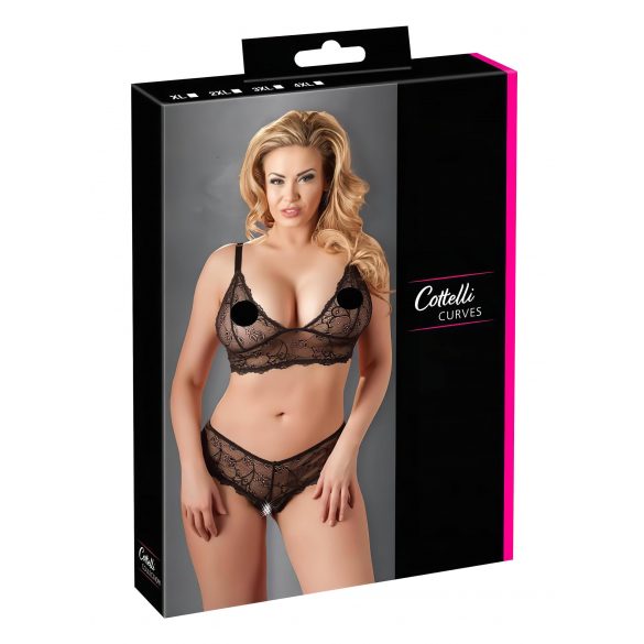 Cottelli Plus Size - delikat spets bh-set (svart)