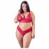 Cottelli Plus Size - mjuk spets behå set (röd) - 2XL