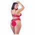 Cottelli Plus Size - mjuk spets behå set (röd) - 2XL