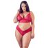 Cottelli Plus Size - mjuk spets behå set (röd) - 4XL