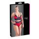 Cottelli Plus Size - Lace Satin Bra Set (Black-Red)  - 2XL