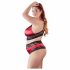 Cottelli Plus Size - Lace Satin Bra Set (Black-Red)  - 3XL