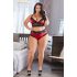 Cottelli Plus Size - Lace Satin Bra Set (Black-Red)  - 3XL