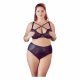 Cottelli Plus Size - korsbandad bh och trosa (svart)