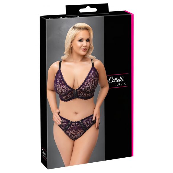 Cottelli Curves Plus Size - genomskinligt mönstrat bh-set (lila)