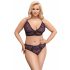 Cottelli Curves Plus Size - genomskinligt mönstrat bh-set (lila) - 2XL