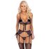 Kissable - rosa-lila broderad bh-set (svart)