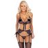 Kissable - rosa-lila broderad bh-set (svart)