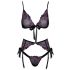 Kissable - rosa-lila broderad bh-set (svart)