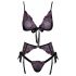 Kissable - rosa-lila broderad bh-set (svart)