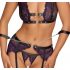 Cottelli Bondage - Lingerie Set with Hand Restraints (Black-Purple) 