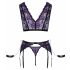 Cottelli Bondage - Lingerie Set with Hand Restraints (Black-Purple) 