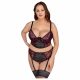 Cottelli Plus Size - bh-set med strumpeband (svart-röd)