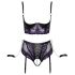 Cottelli Bondage Bra Set with Hand Restraints (Black-Purple) 