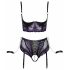 Cottelli Bondage Bra Set with Hand Restraints (Black-Purple) 