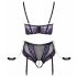 Cottelli Bondage Bra Set with Hand Restraints (Black-Purple)  - M