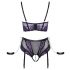 Cottelli Bondage Bra Set with Hand Restraints (Black-Purple)  - L