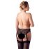 Cottelli Plus Size - spetsstring med strumpeband (svart)