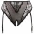 Cottelli Plus Size - spetsstring med strumpeband (svart) - XXL