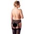 Cottelli Plus Size - spetsstring med strumpeband (svart) - XXXXL