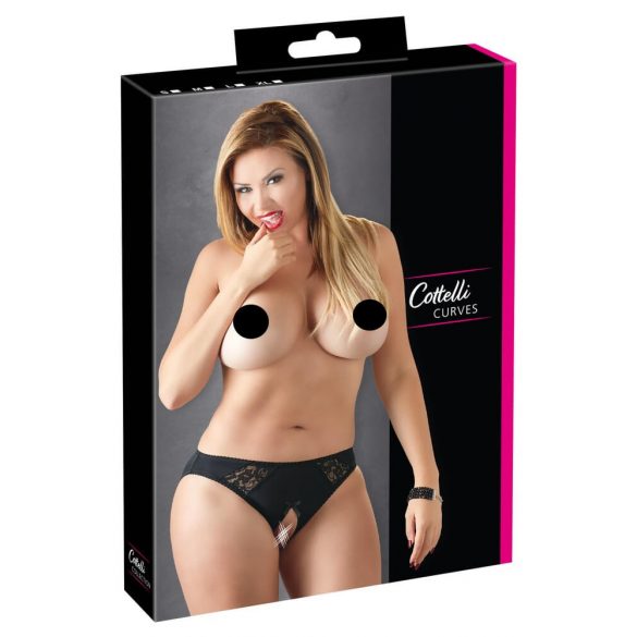 Cottelli Plus Size - spets trosor öppen (svart)