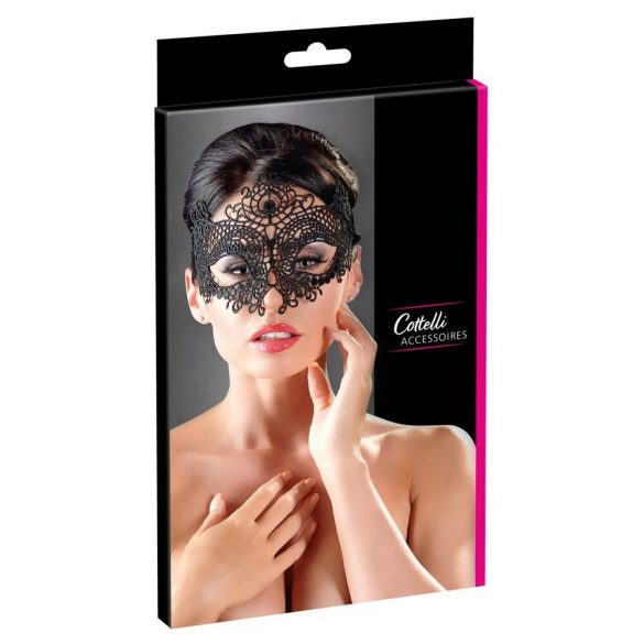 Cottelli - Broderad spets mask (svart)