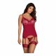 Obsessive Rosalyne - Corset-style Garter Top with Thong (Burgundy) 