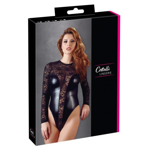 Cottelli - Shiny Lace Bodysuit (Black) 