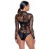 Black Sheer Long-Sleeve Bodysuit 