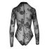 Black Sheer Long-Sleeve Bodysuit  - M