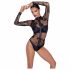 Black Sheer Long-Sleeve Bodysuit  - XL