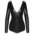 Noir - glansig långärmad bodysuit (svart)