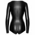 Noir - glansig långärmad bodysuit (svart) - M