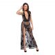 Noir - Fully Transparent Floral Maxi Dress (Black)  - M